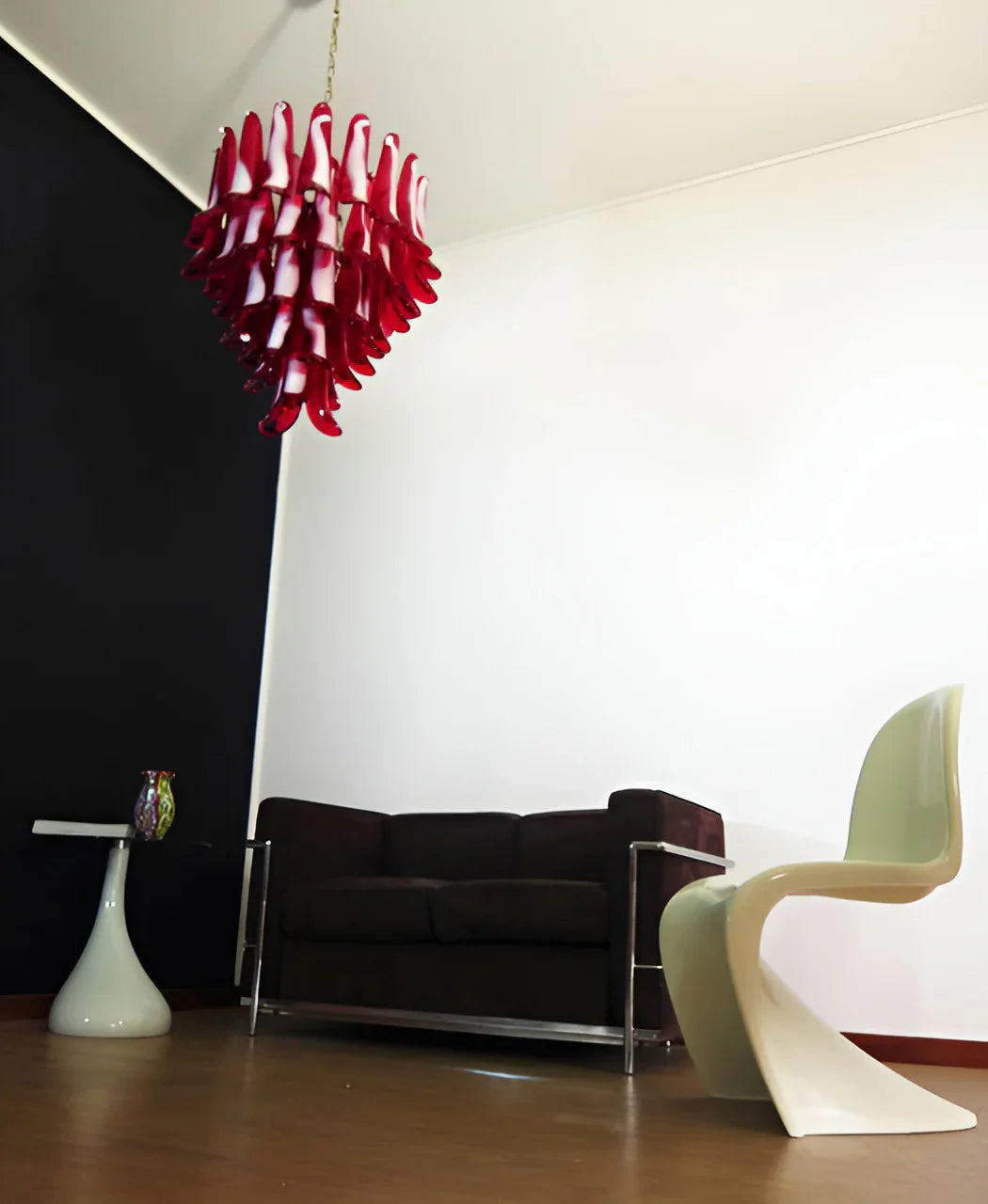 Vintage Murano Red Glass Petals Chandelier 31.5"