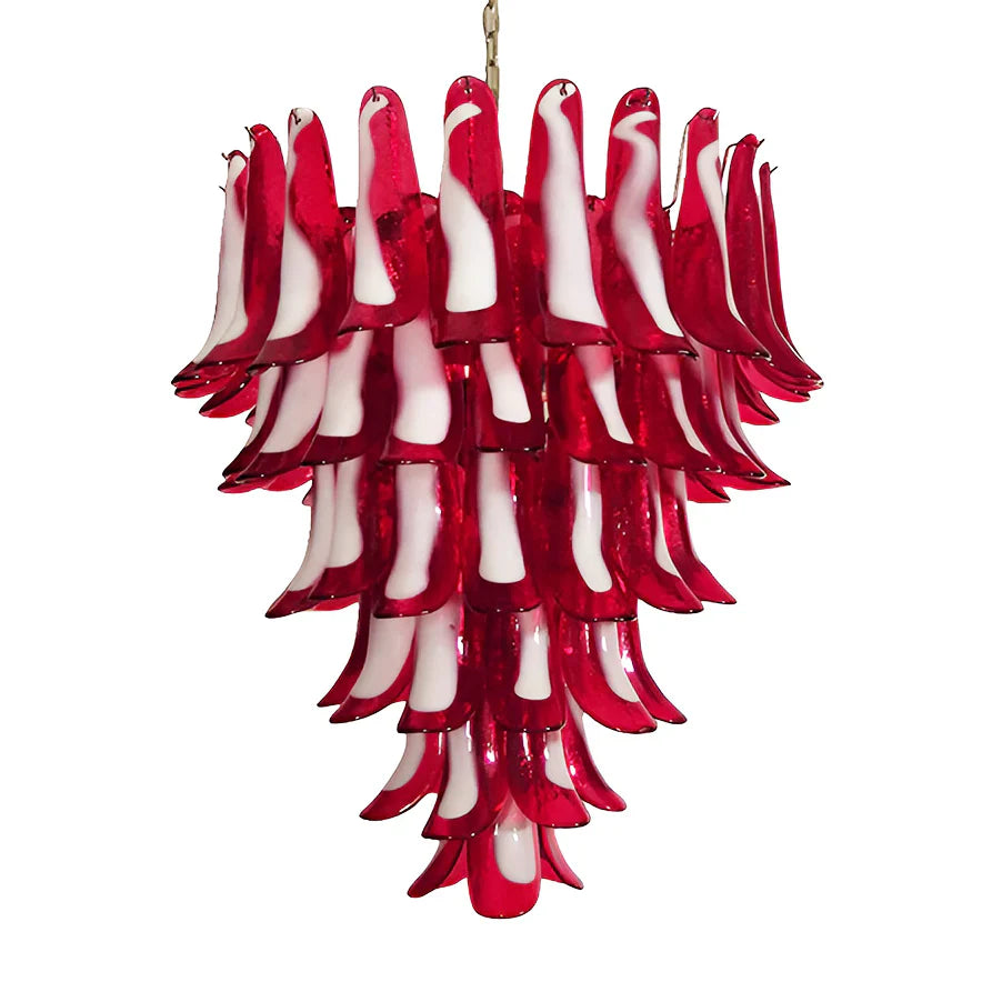 Vintage Murano Red Glass Petals Chandelier 31.5"