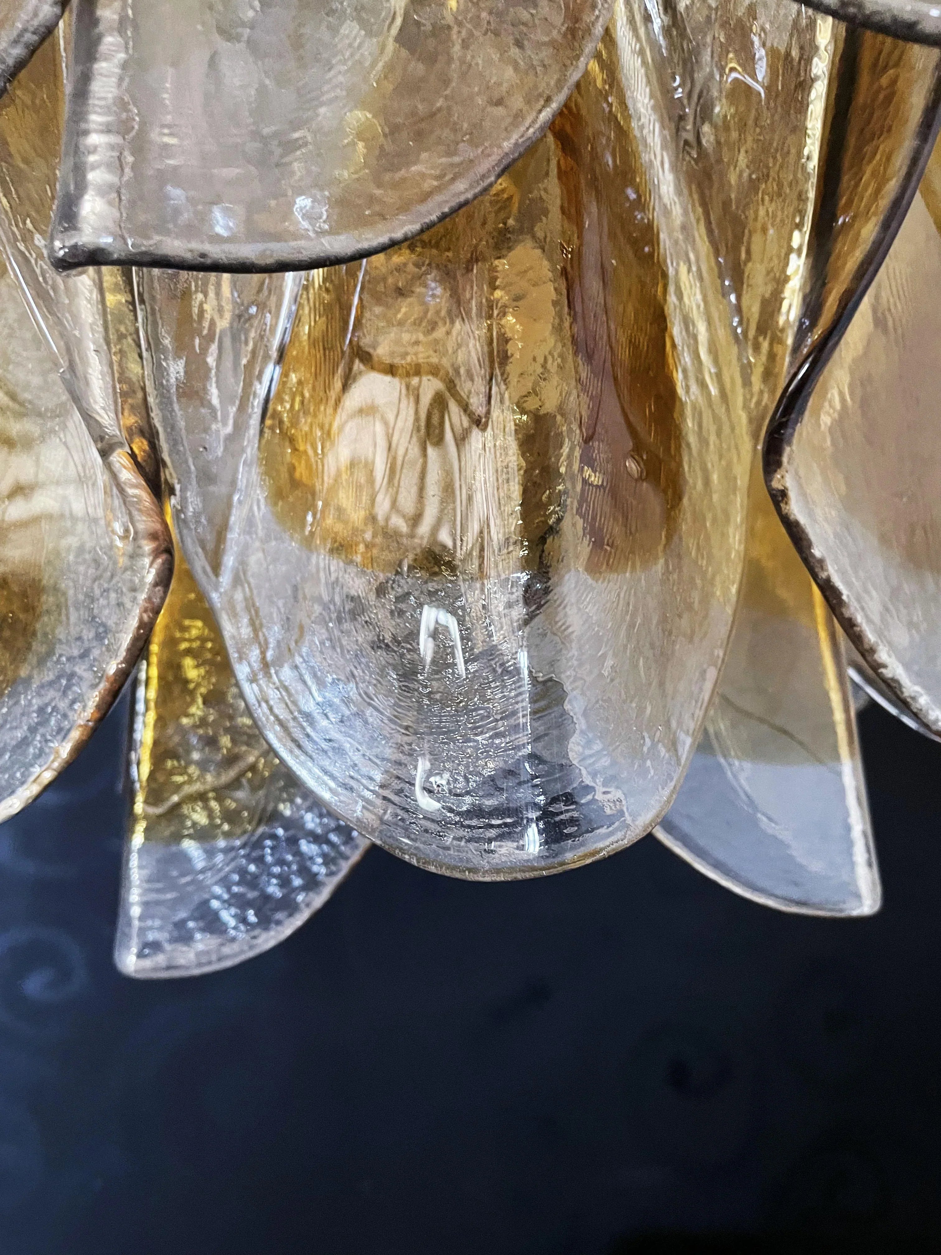 Vintage Murano Swallows Amber Glass Chandelier 21.6"