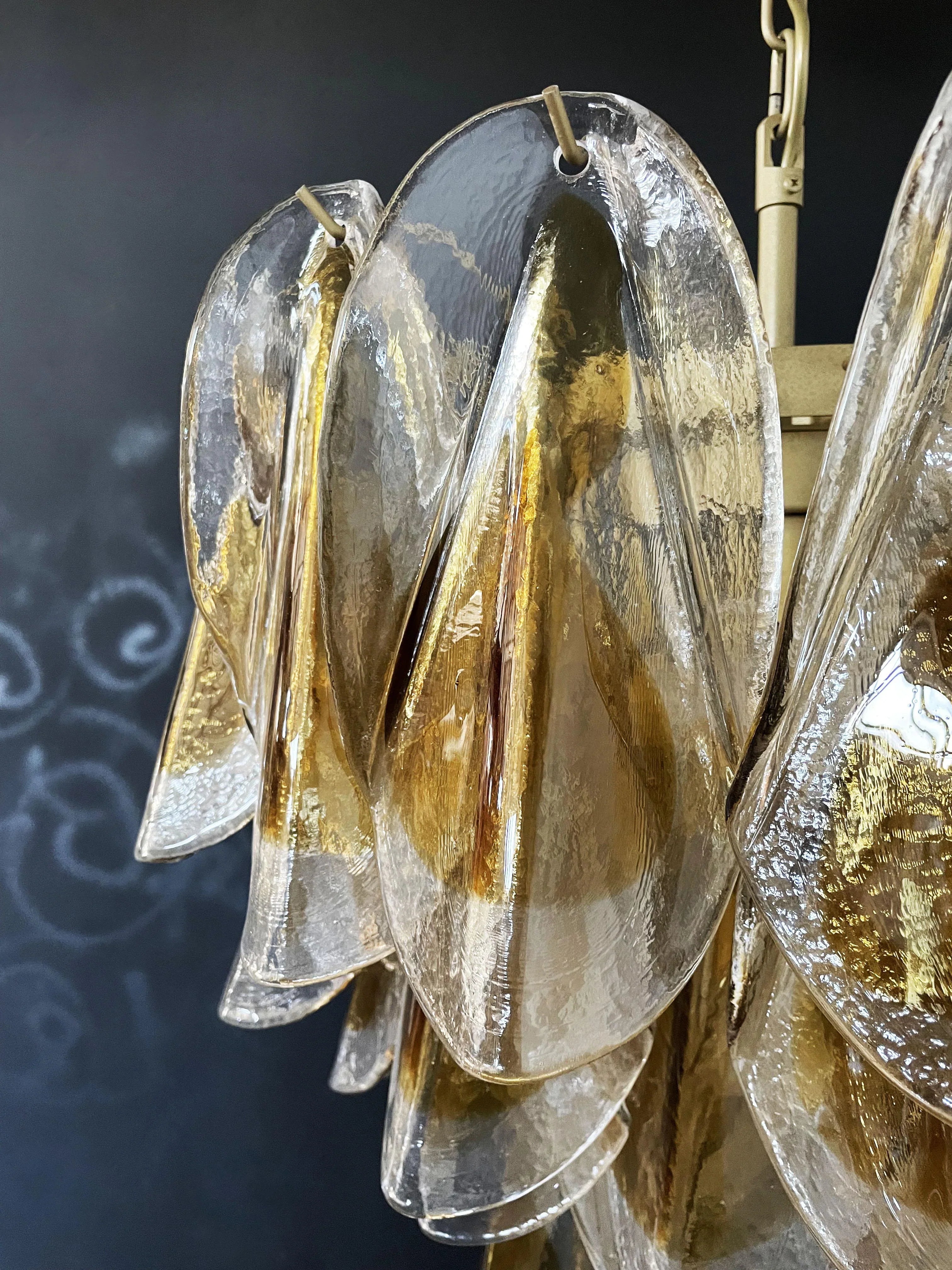 Vintage Murano Swallows Amber Glass Chandelier 21.6"