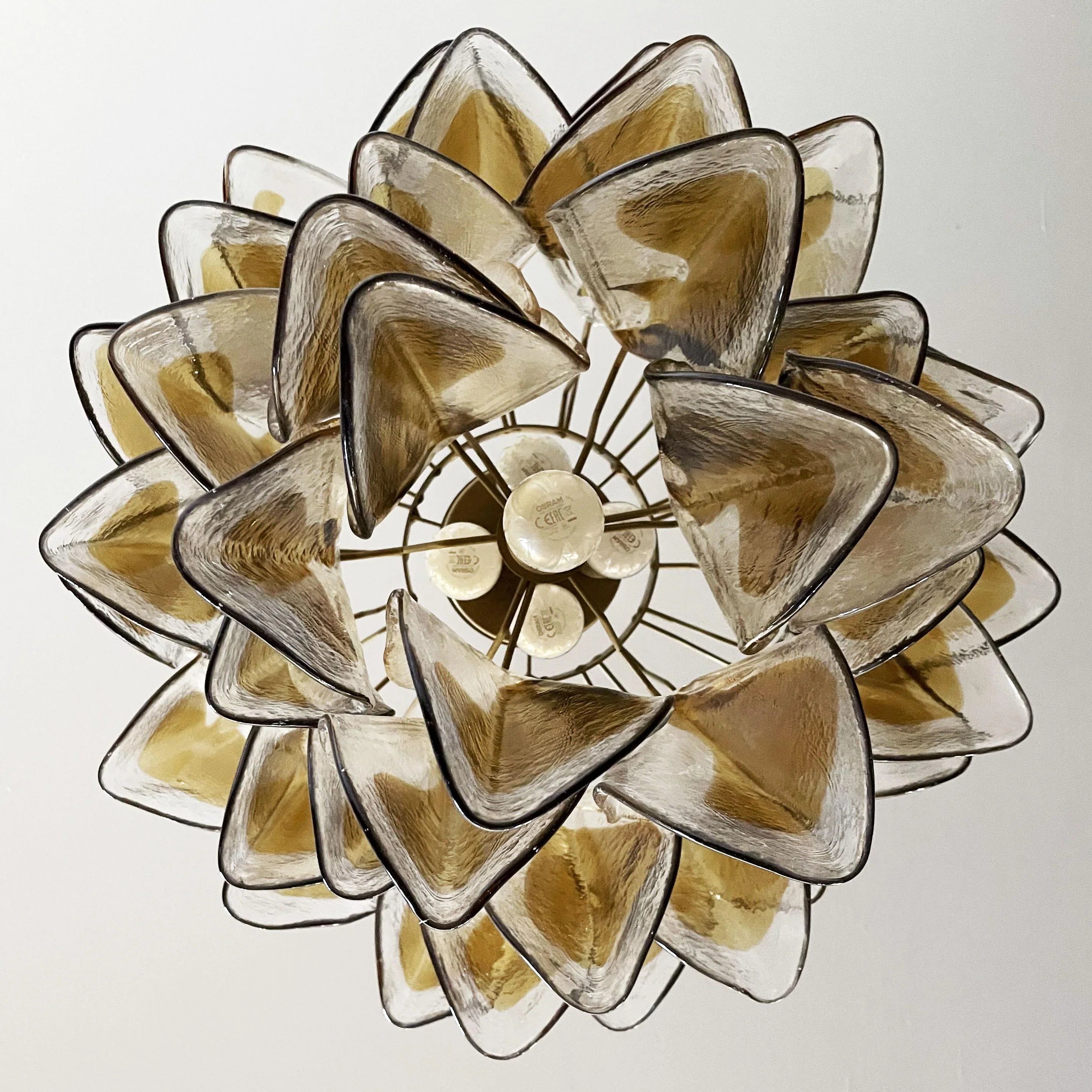 Vintage Murano Swallows Amber Glass Chandelier 21.6"