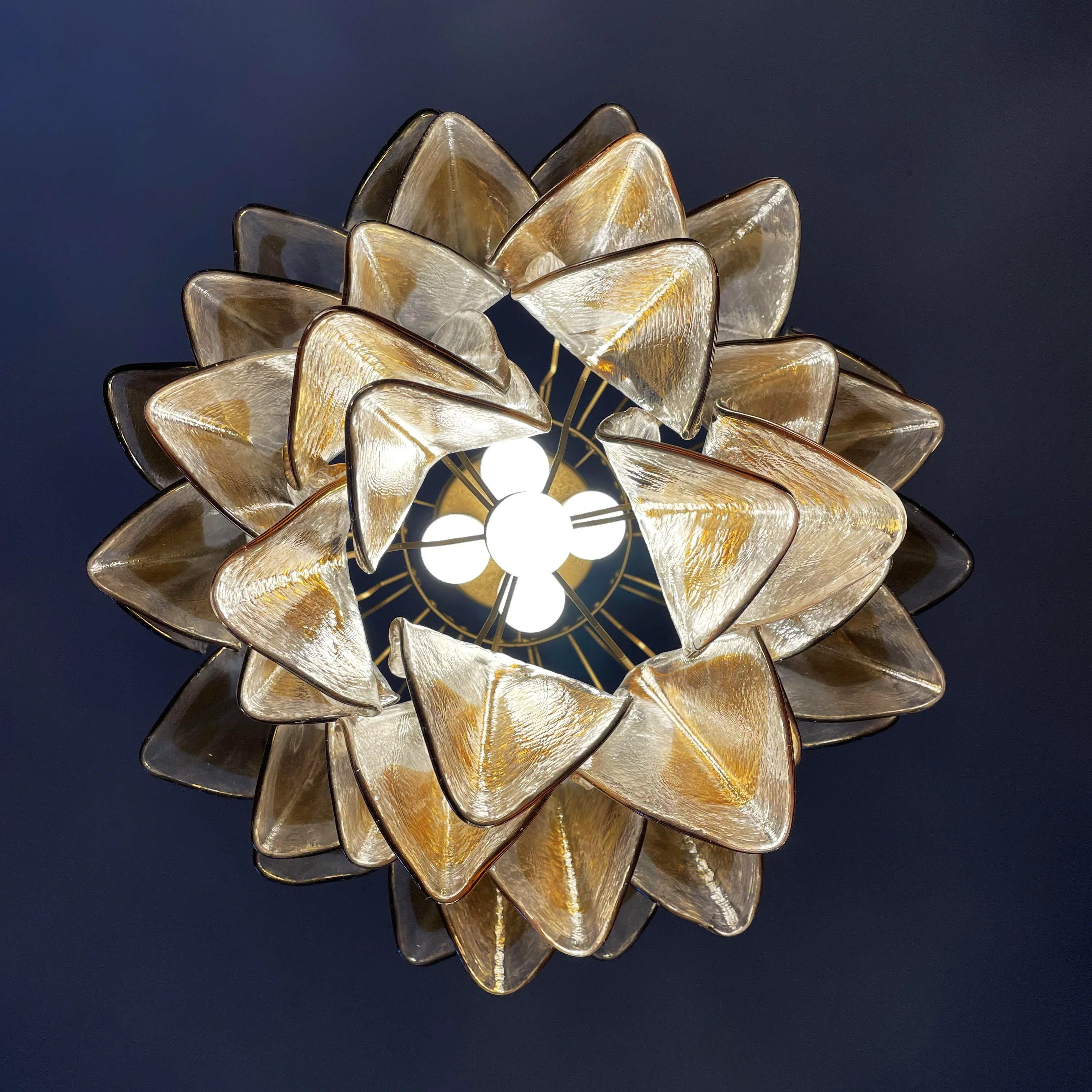 Vintage Murano Swallows Amber Glass Chandelier 21.6"