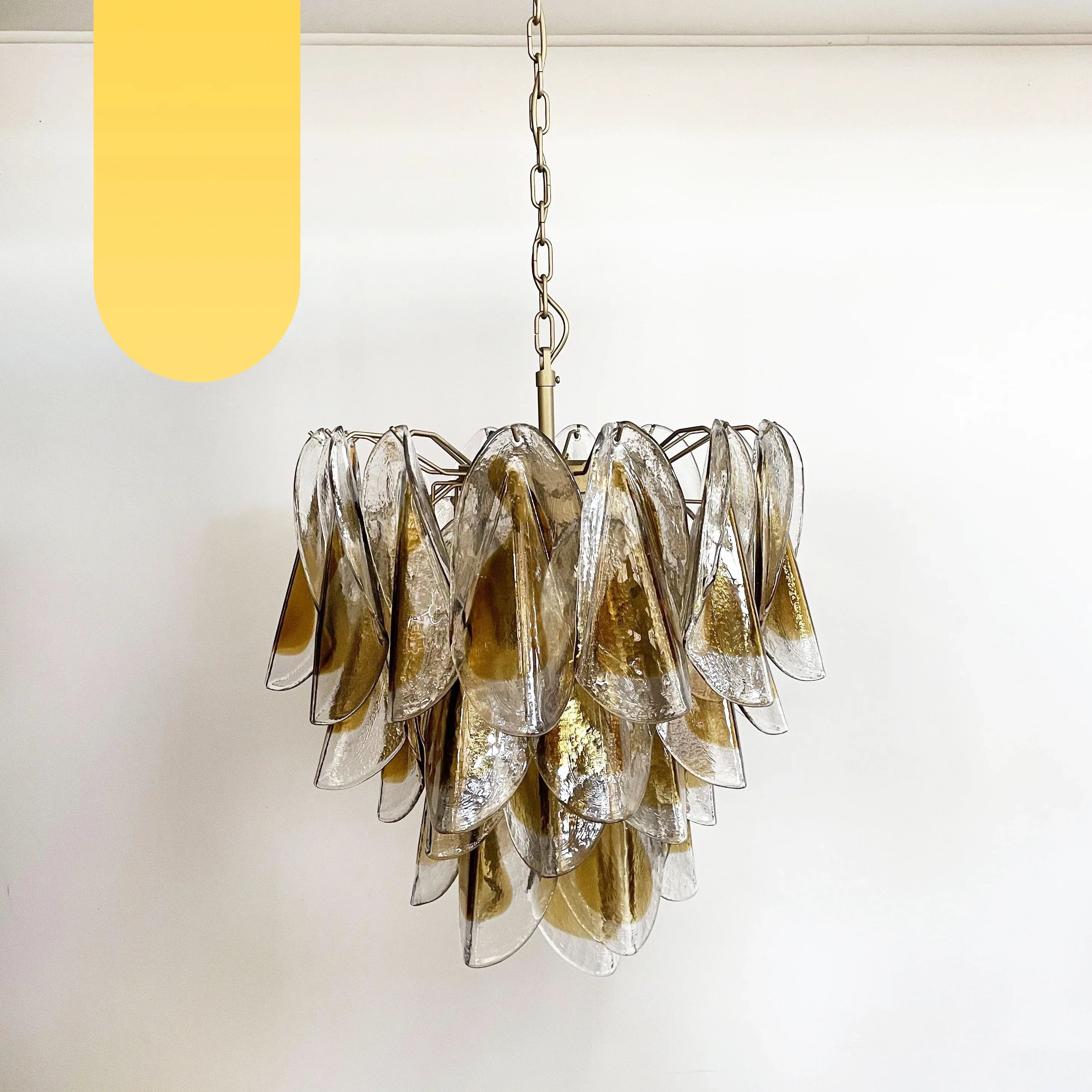 Vintage Murano Swallows Amber Glass Chandelier 21.6"