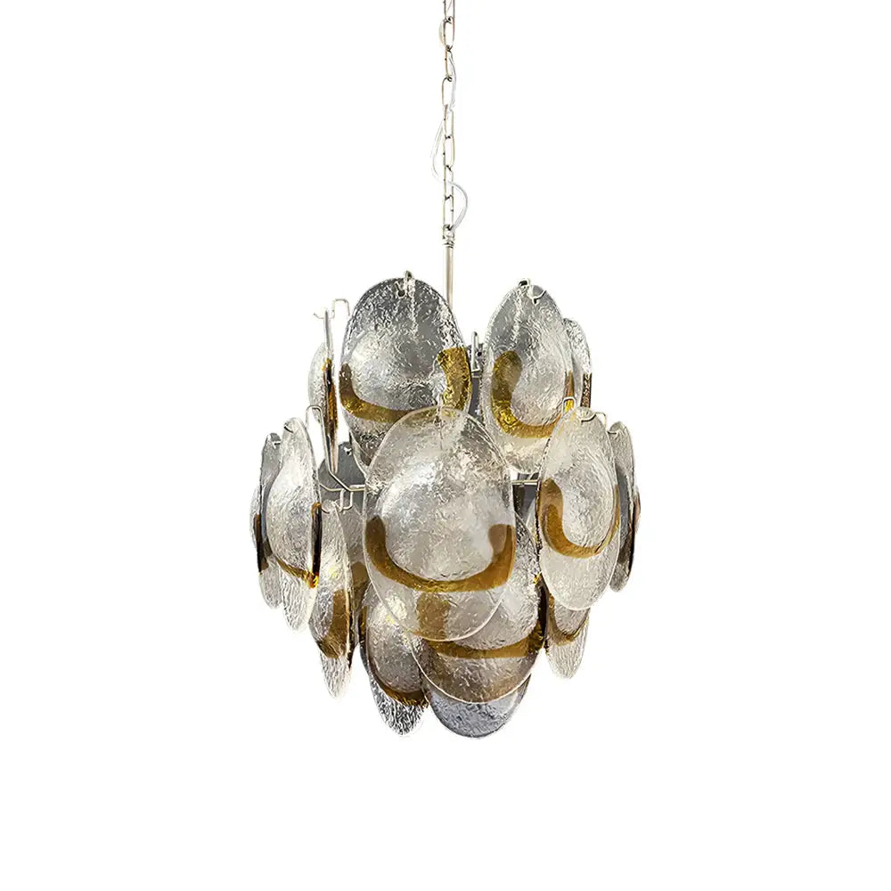 Vintage Murano Transparent Amber Chandelier 17.7"