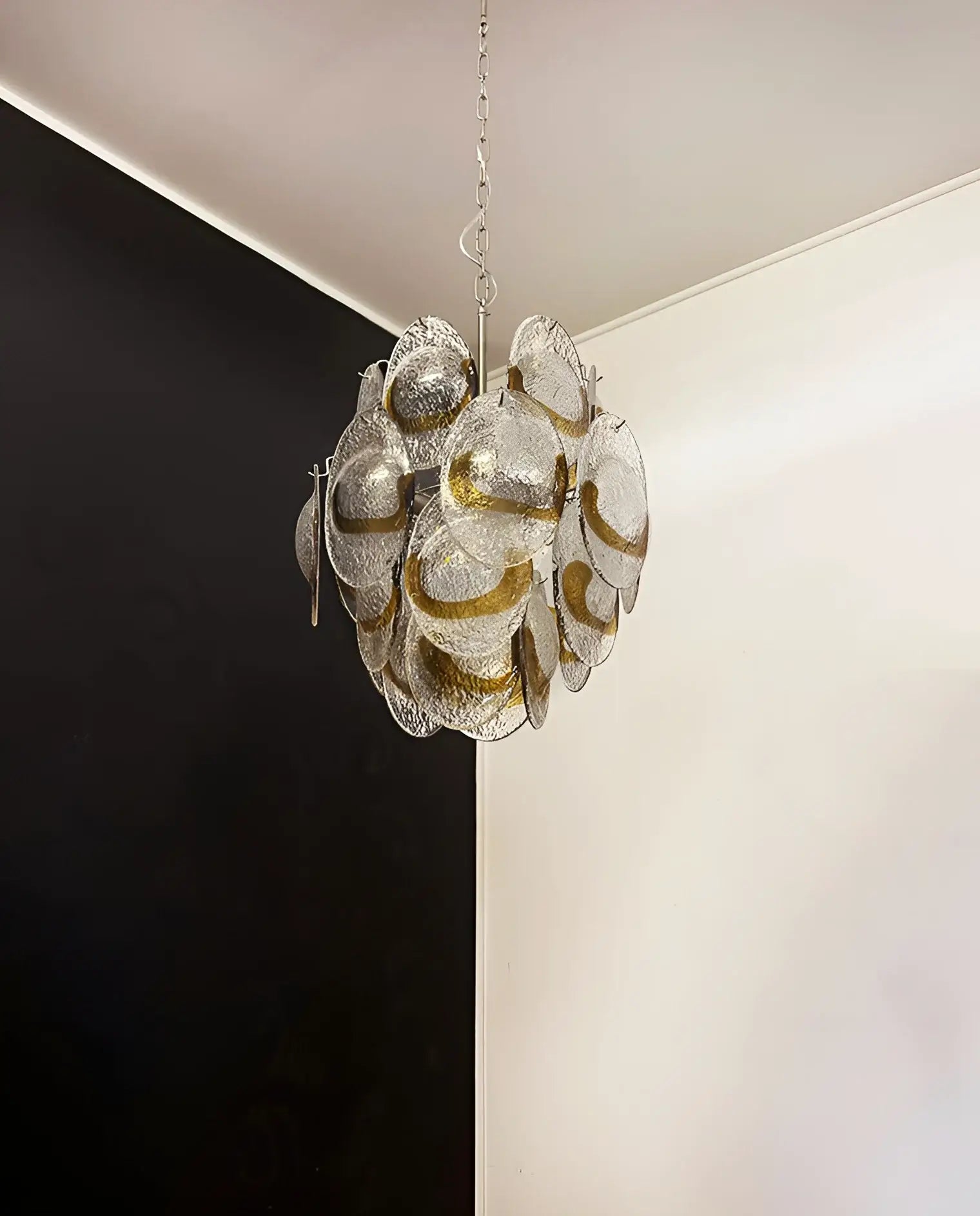 Vintage Murano Transparent Amber Chandelier 17.7"