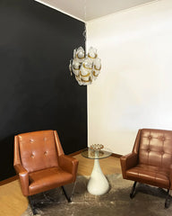 Vintage Murano Transparent Amber Chandelier 17.7"