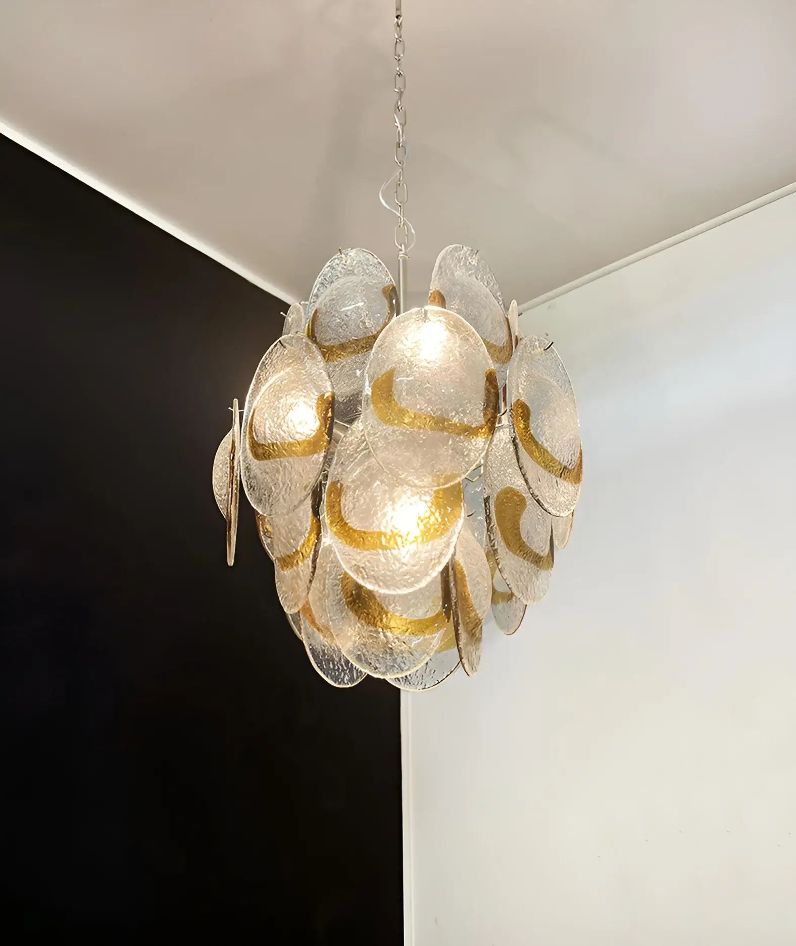 Vintage Murano Transparent Amber Chandelier 17.7"