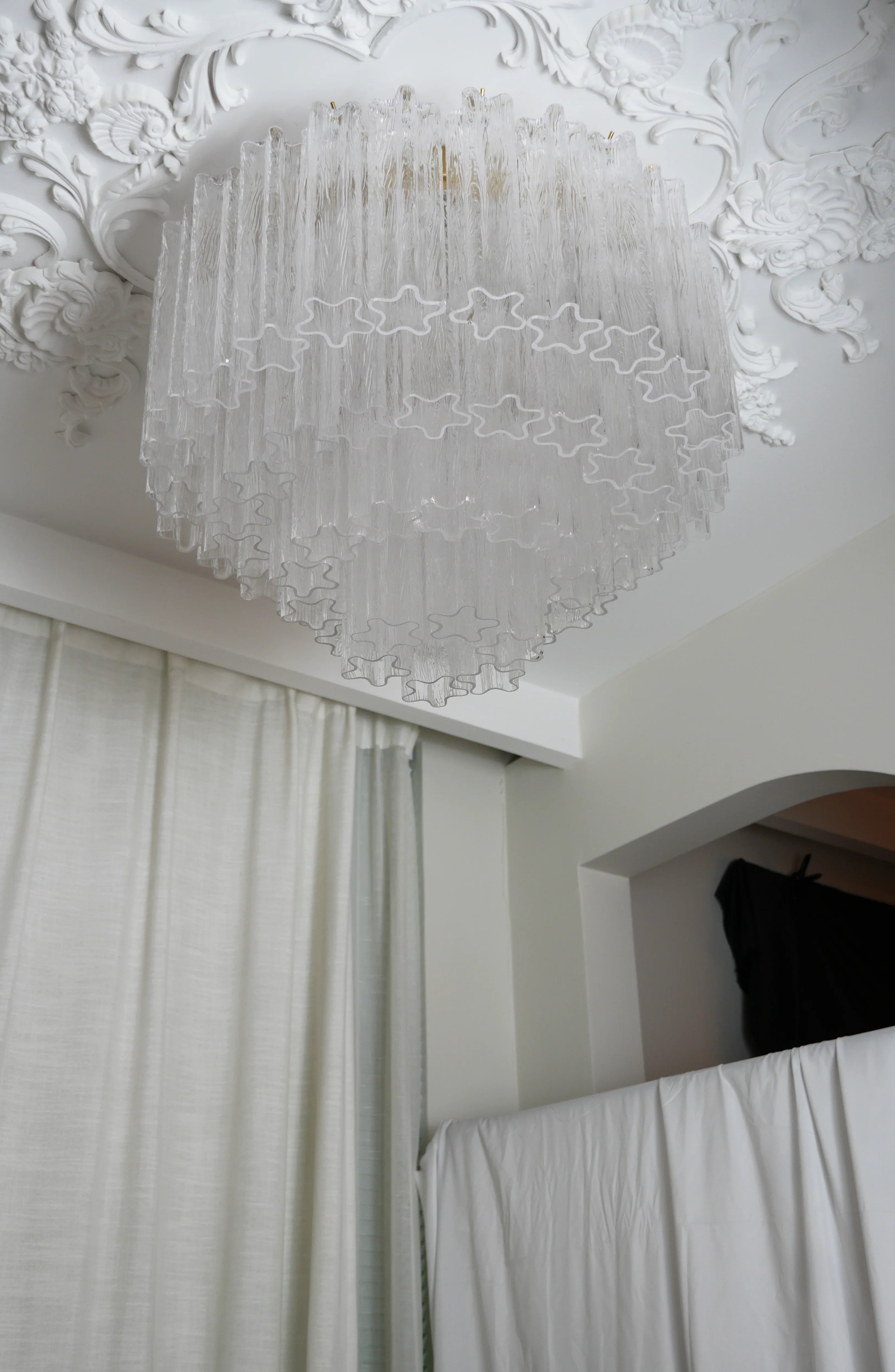 Vintage Murano Transparent Glass Ceiling Light 25.6"