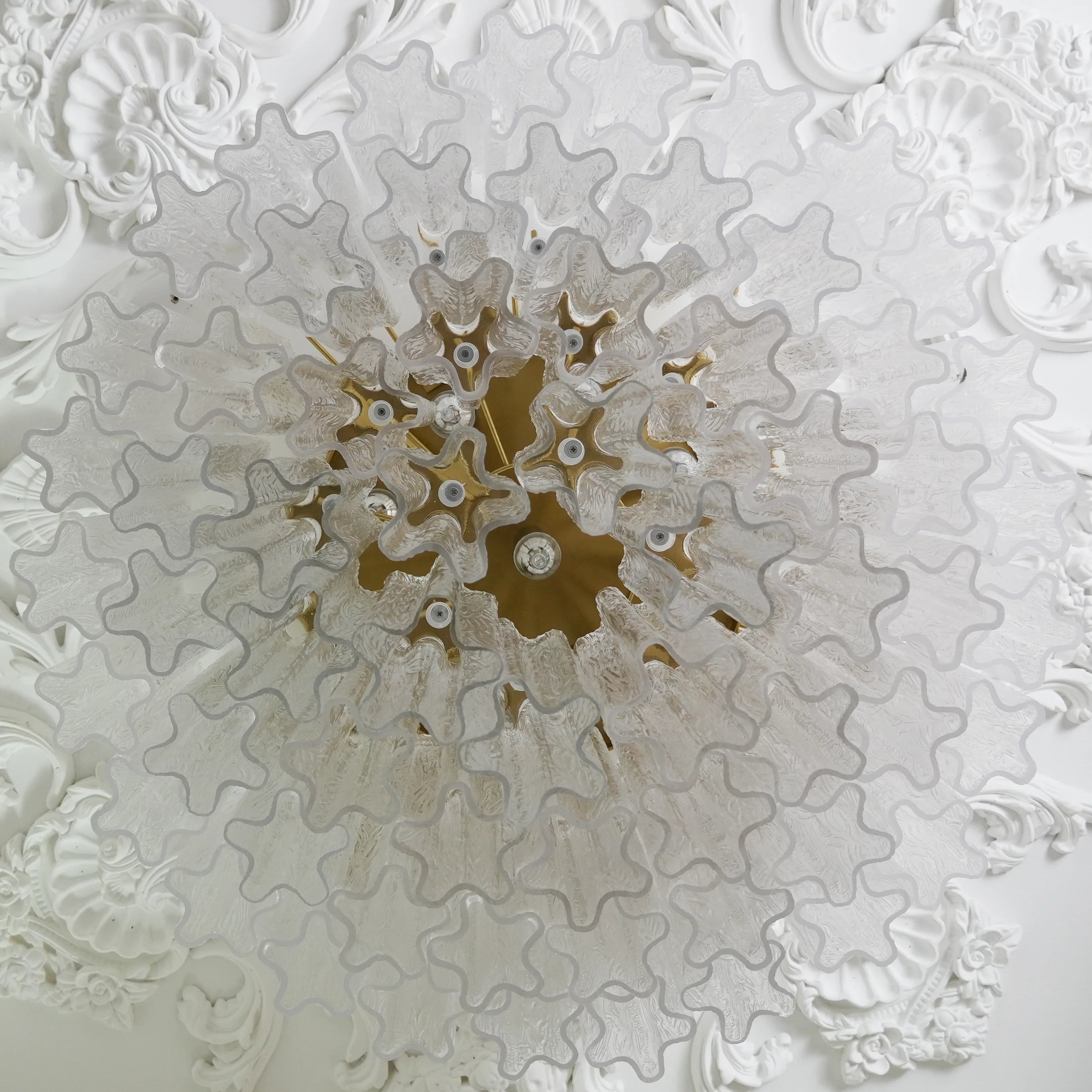 Vintage Murano Transparent Glass Ceiling Light 25.6"