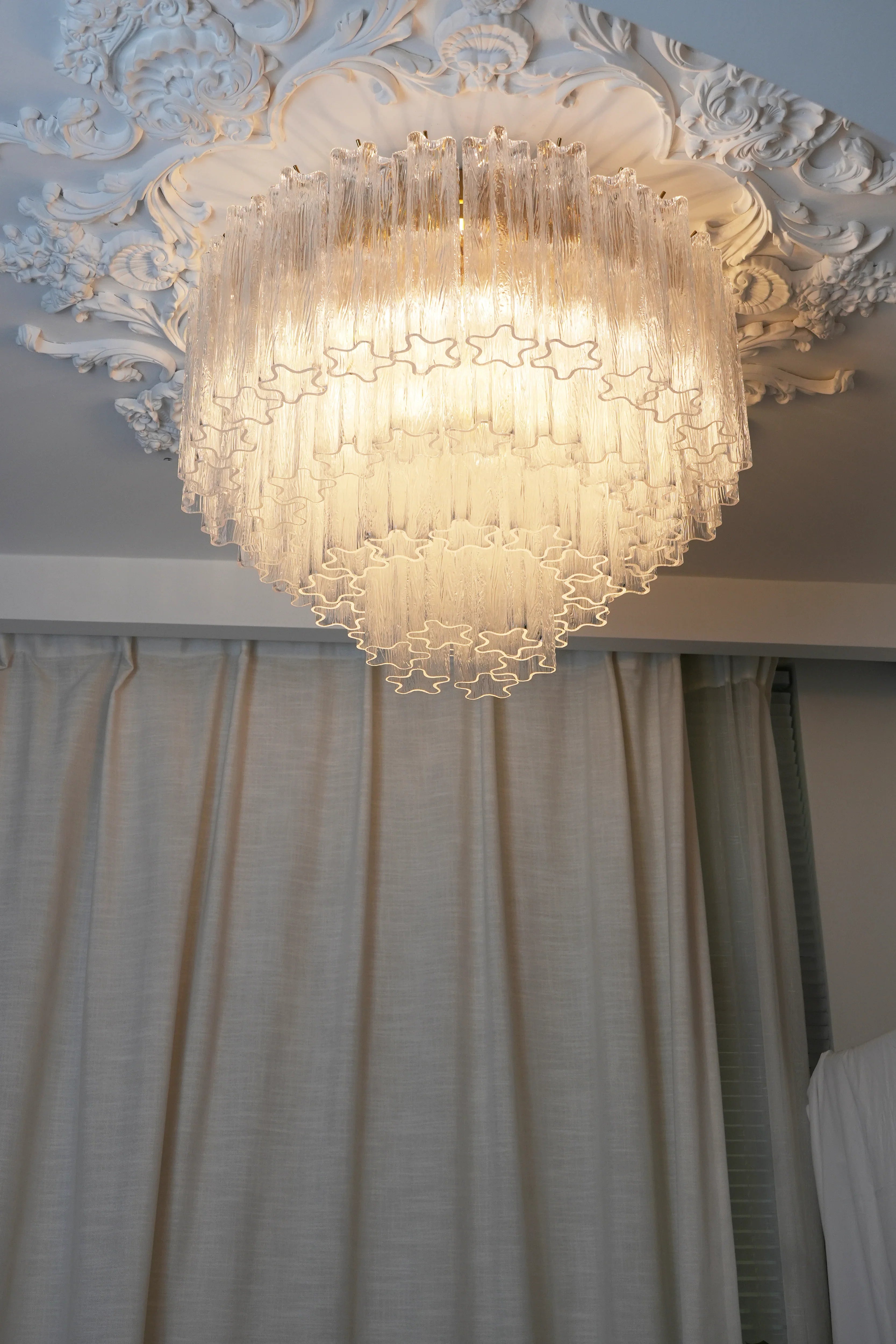 Vintage Murano Transparent Glass Ceiling Light 25.6"