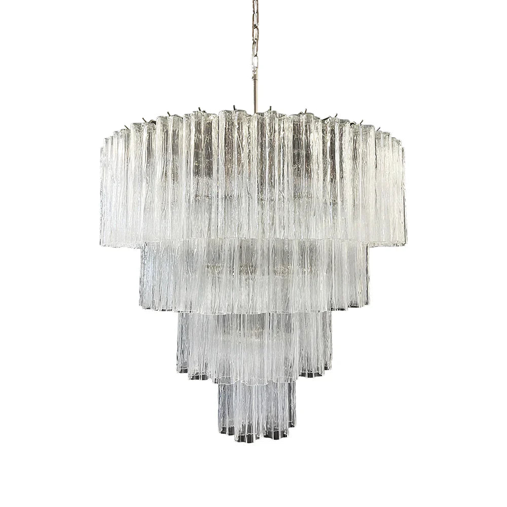Vintage Murano Transparent Glass Chandelier 33.5"