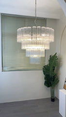Vintage Murano Transparent Glass Chandelier 33.5"