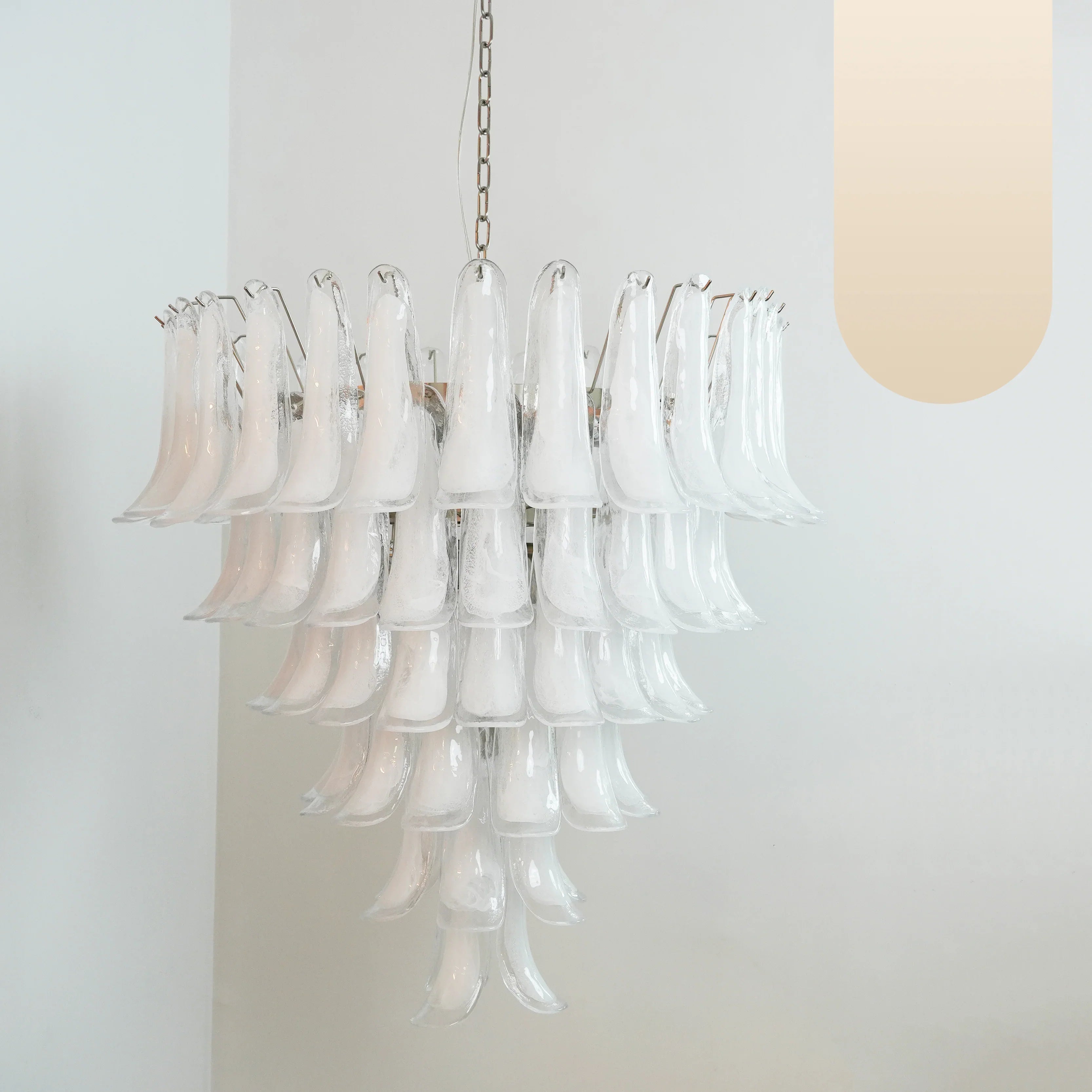 Vintage Murano Transparent Glass Petals Chandelier 31.5"