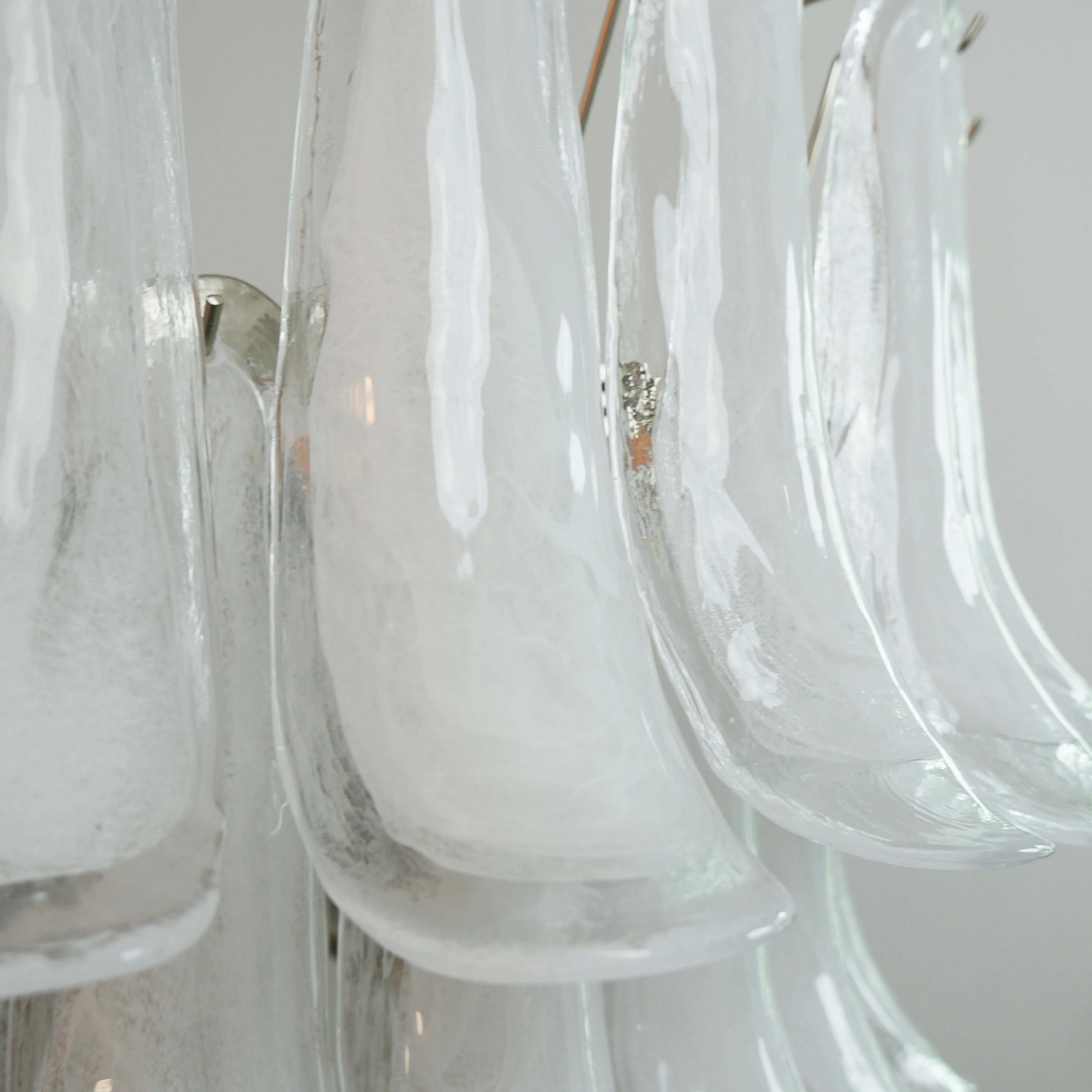 Vintage Murano Transparent Glass Petals Chandelier 31.5"