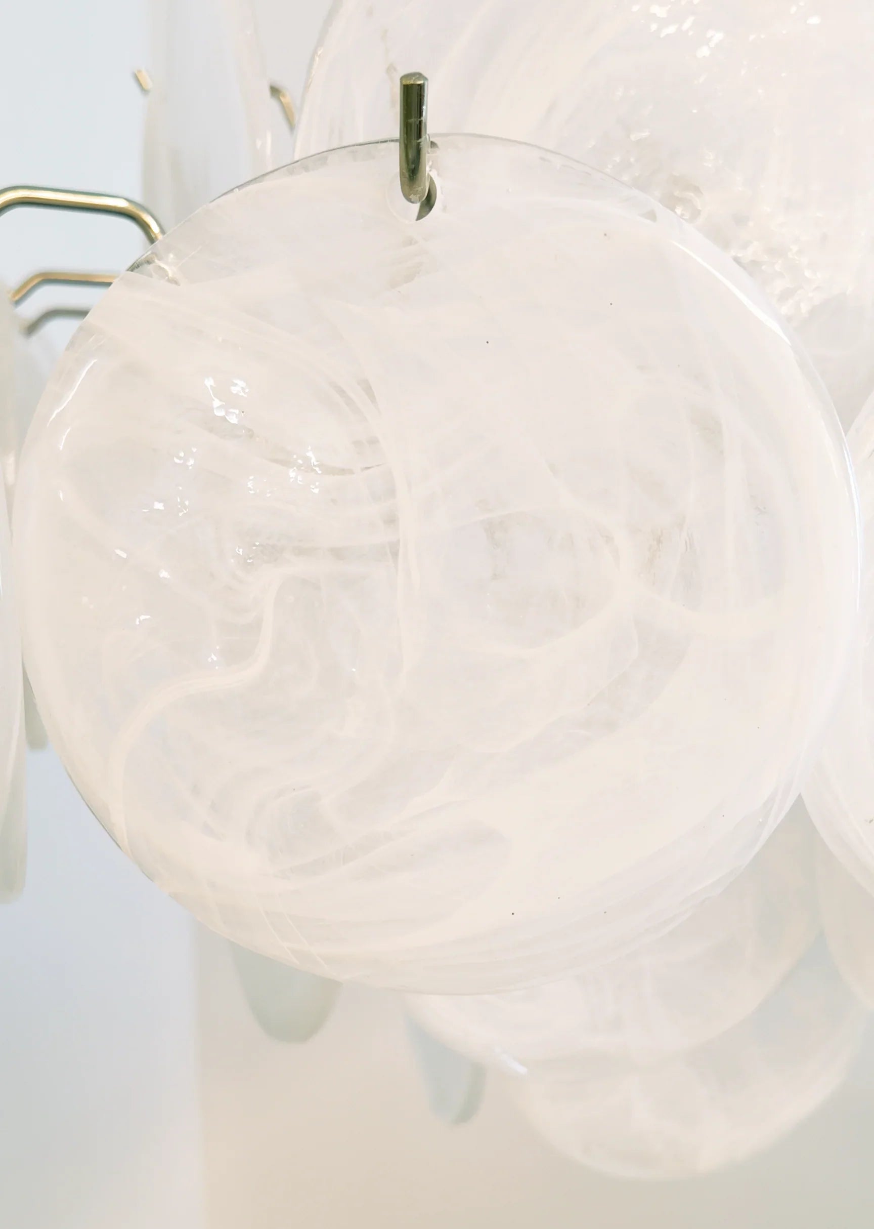 Vintage Murano White Disks Chandelier 19"