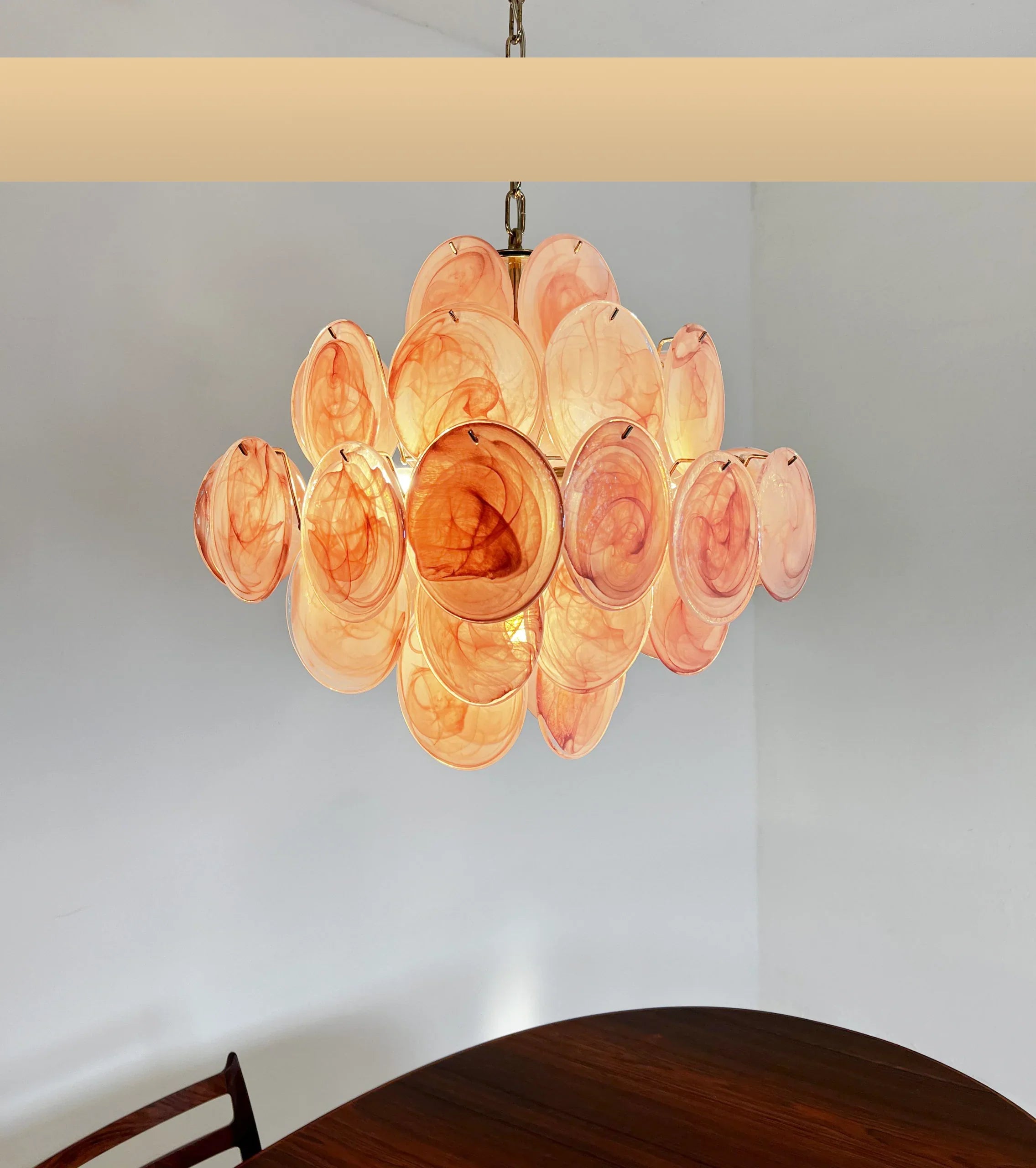 Vintage Murano Pink Disks Chandelier