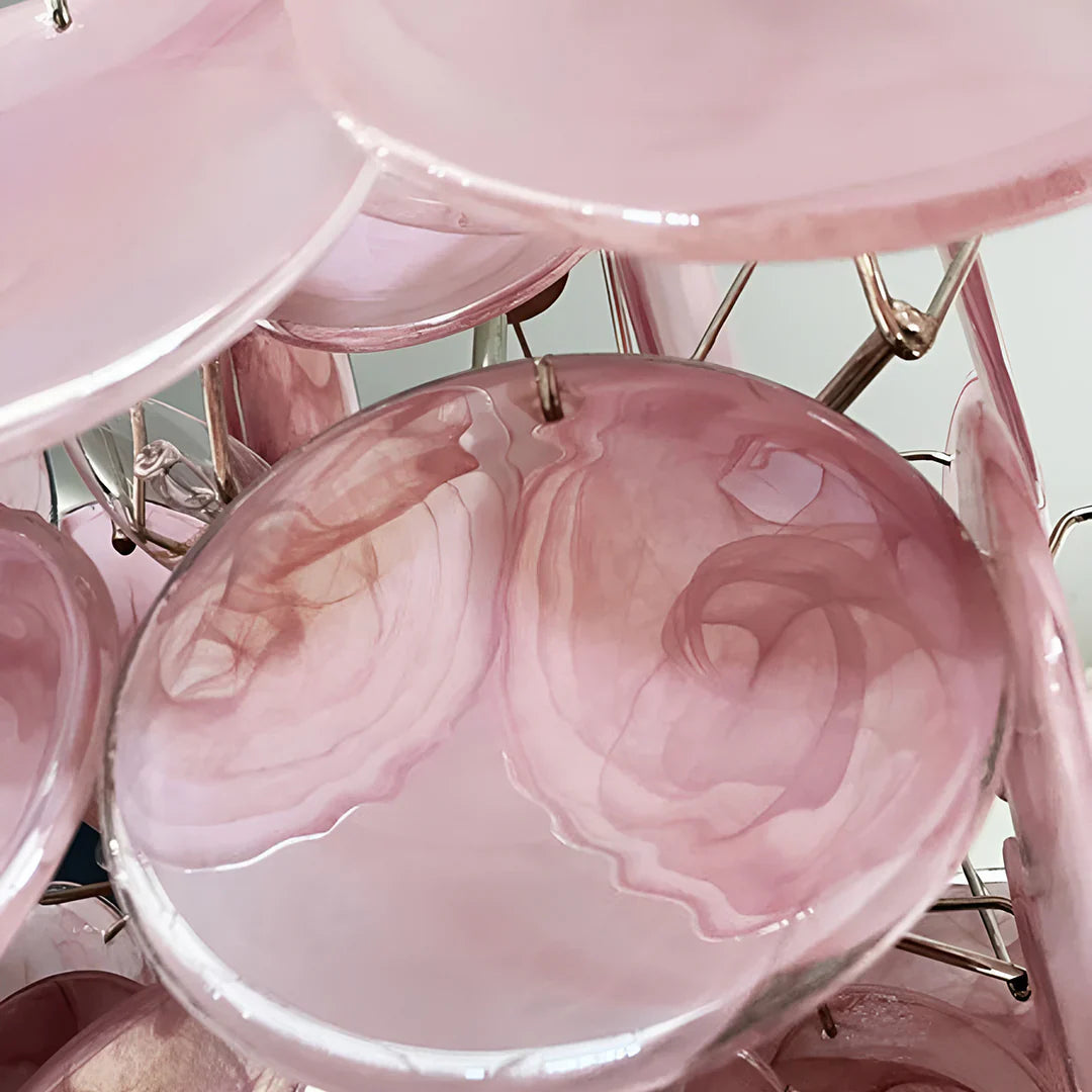Vintage Murano Pink Disks Chandelier