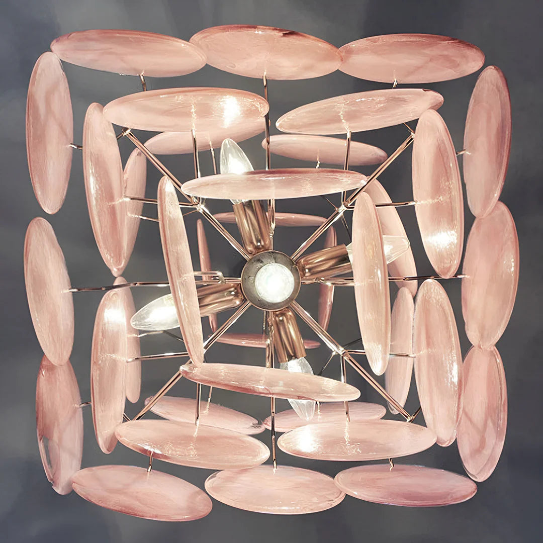 Vintage Murano Pink Disks Chandelier