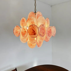 Vintage Murano Pink Disks Chandelier