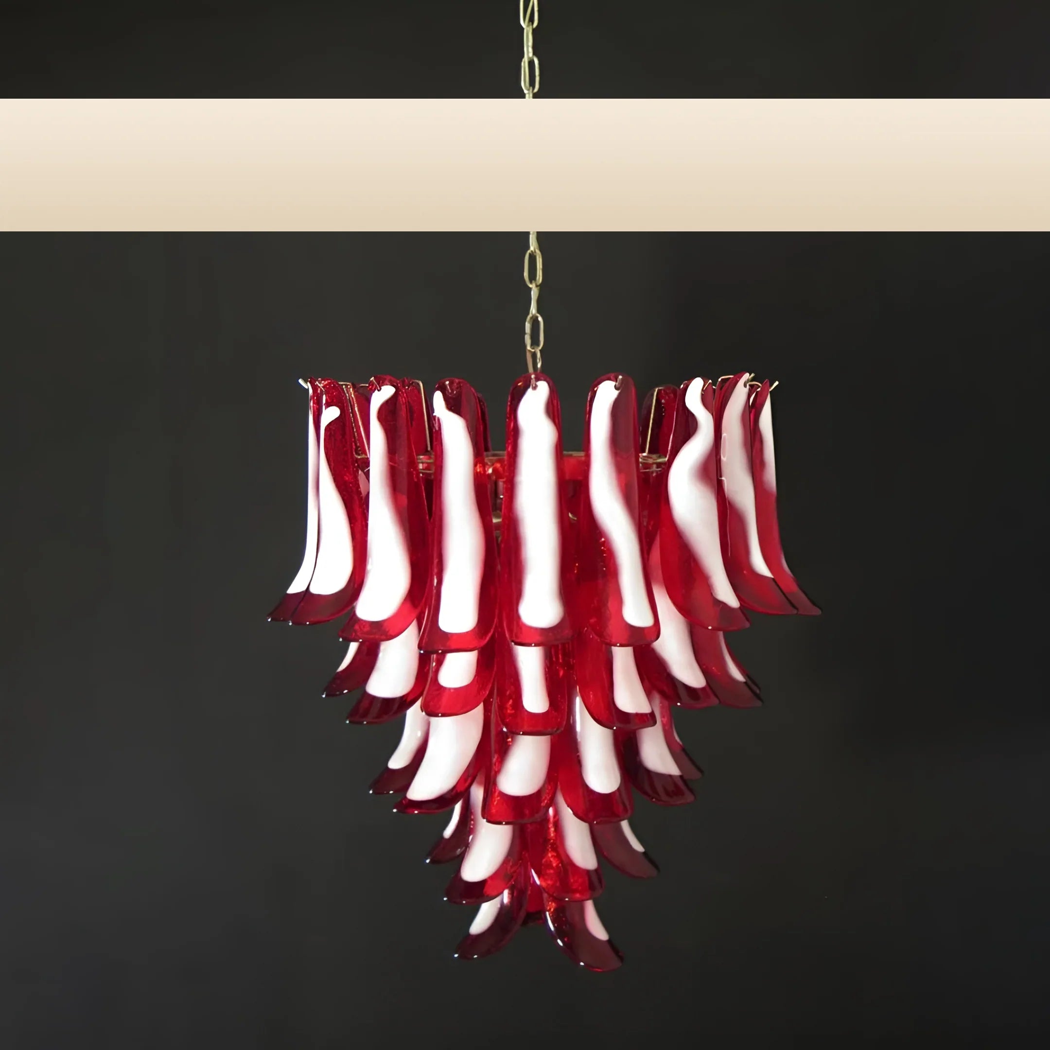 Vintage Red Murano Glass Petals Chandelier 26"