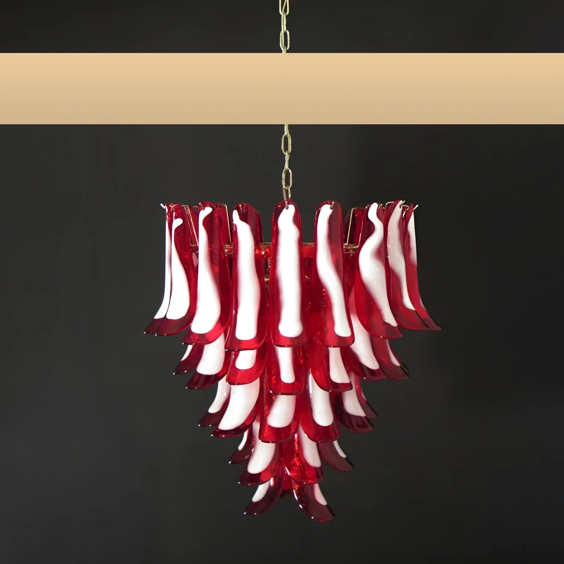 Vintage Red Murano Glass Petals Chandelier 26"