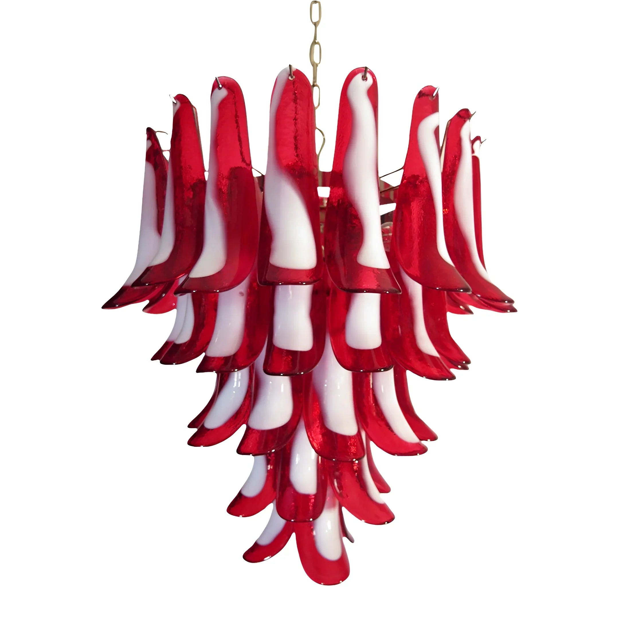 Vintage Red Murano Glass Petals Chandelier 26"