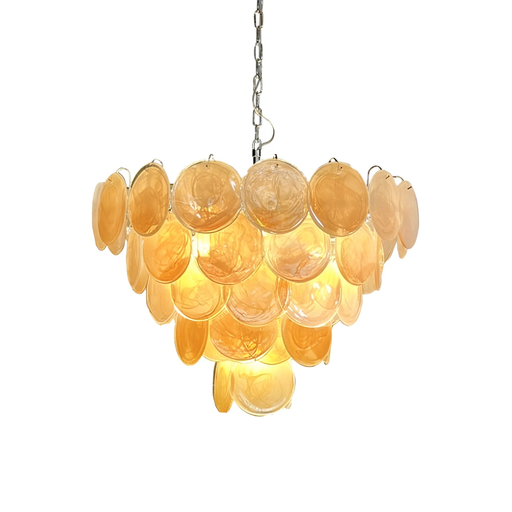 Elegant Gold Murano Iridescent Disc Chandelier 27.6"