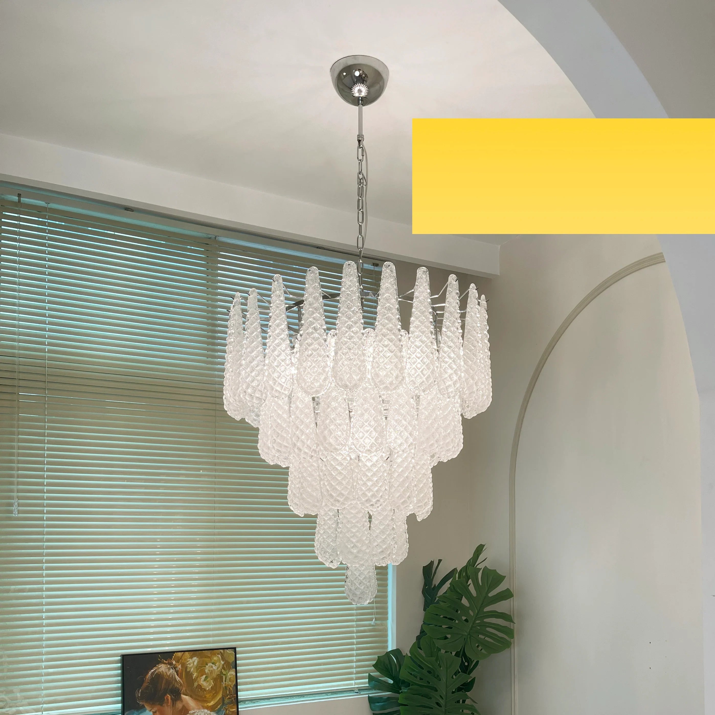 Vintage Transparent Murano Glass Petals Drop Chandelier