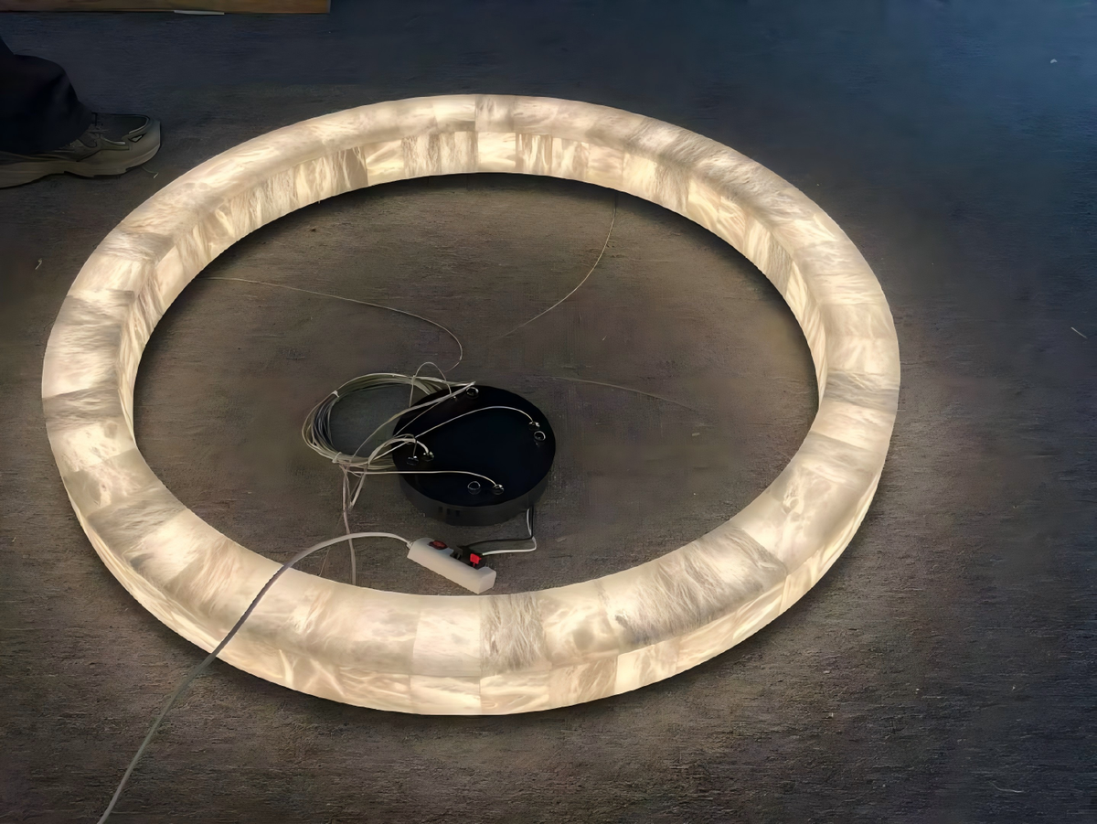 Medley LED Alabaster Rocks Ring Pendant 48"