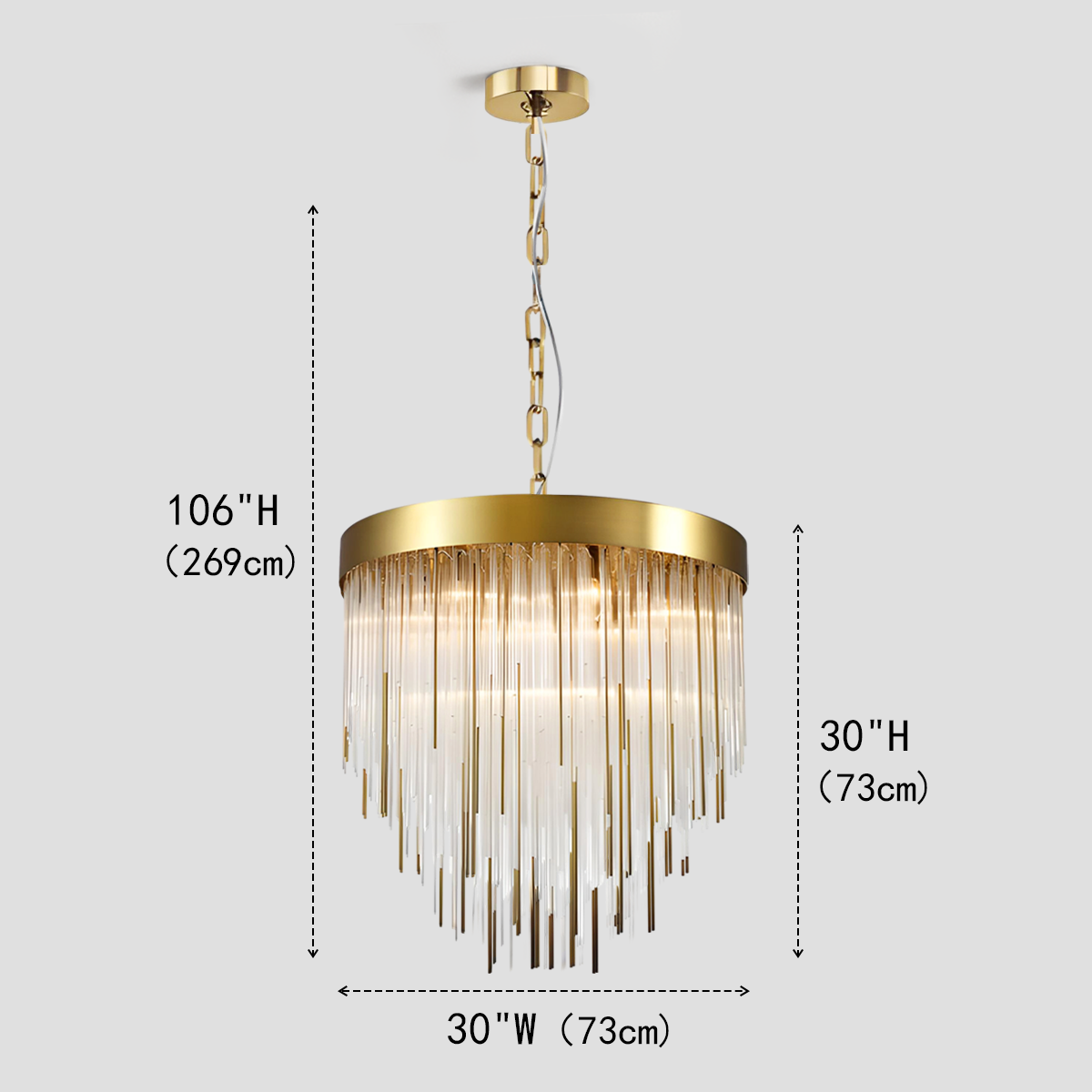 Waterfall 12 Light 30 inch Aged Brass Chandelier Ceiling Light