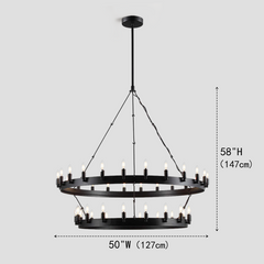 Wheel Barrel Vintage Round 2-Tier Chandelier