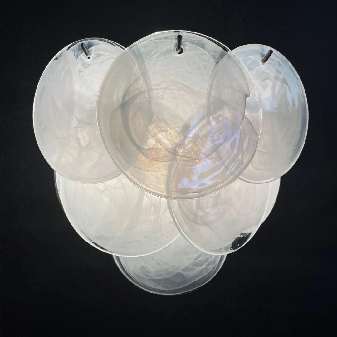 White Murano Disc Glass Wall Sconce 13.4"