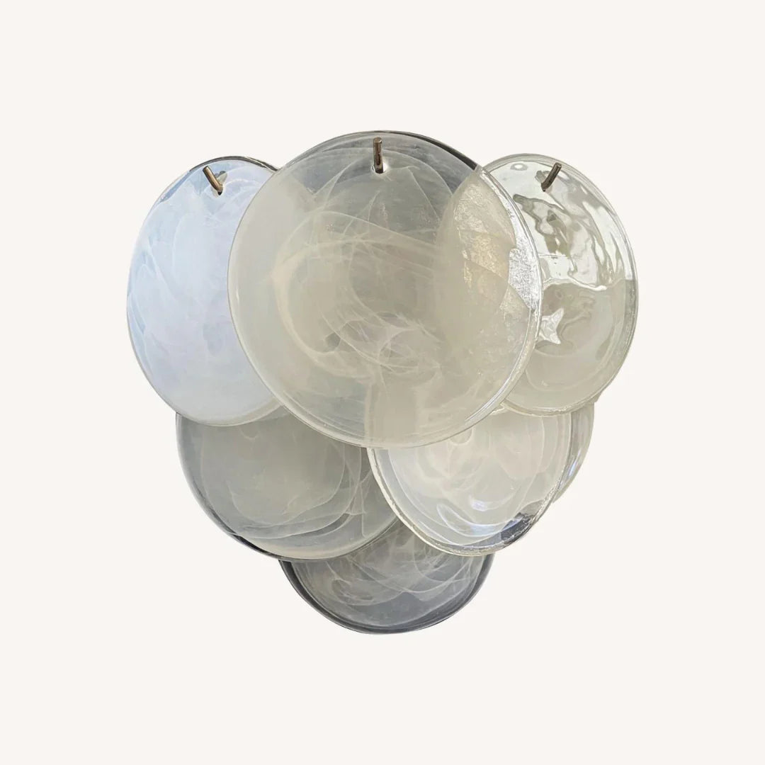 White Murano Disc Glass Wall Sconce 13.4"