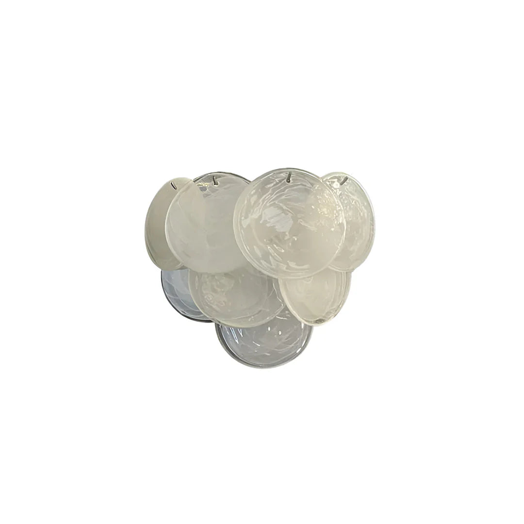 White Murano Disc Glass Wall Sconce 13.4"