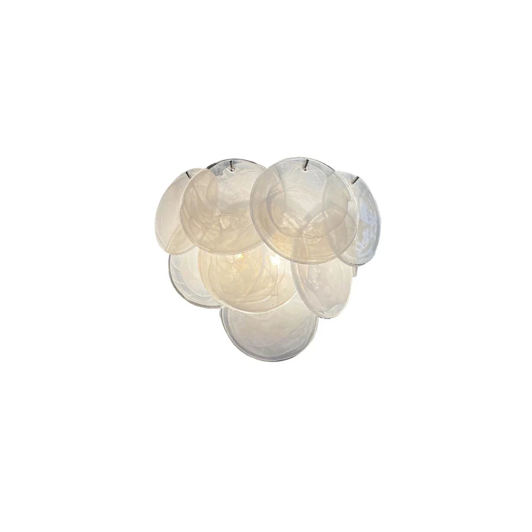 White Murano Disc Glass Wall Sconce 13.4"