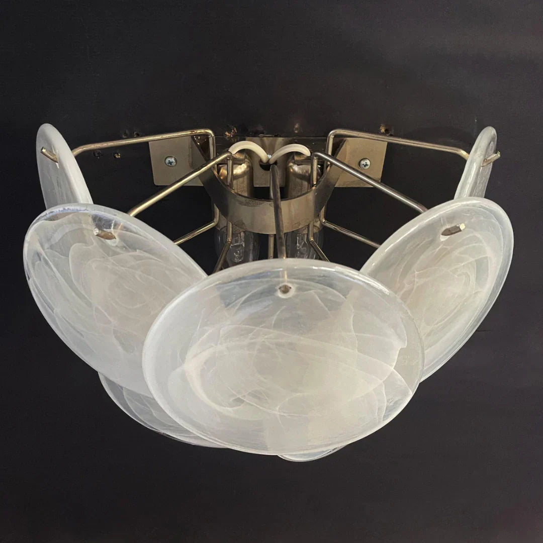 White Murano Disc Glass Wall Sconce 13.4"