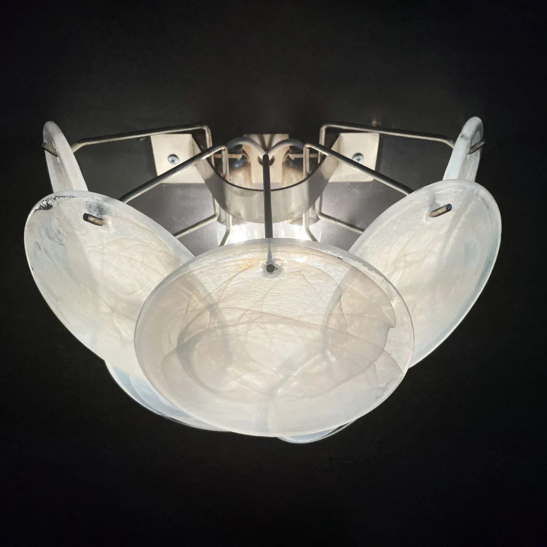 White Murano Disc Glass Wall Sconce 13.4"