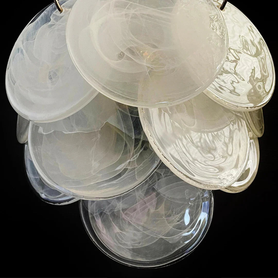 White Murano Disc Glass Wall Sconce 13.4"