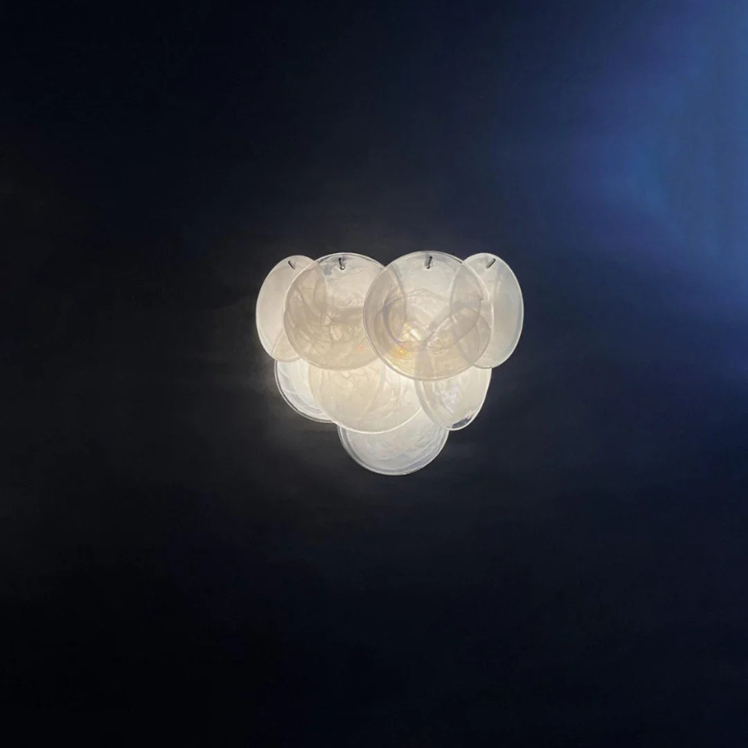 White Murano Disc Glass Wall Sconce 13.4"