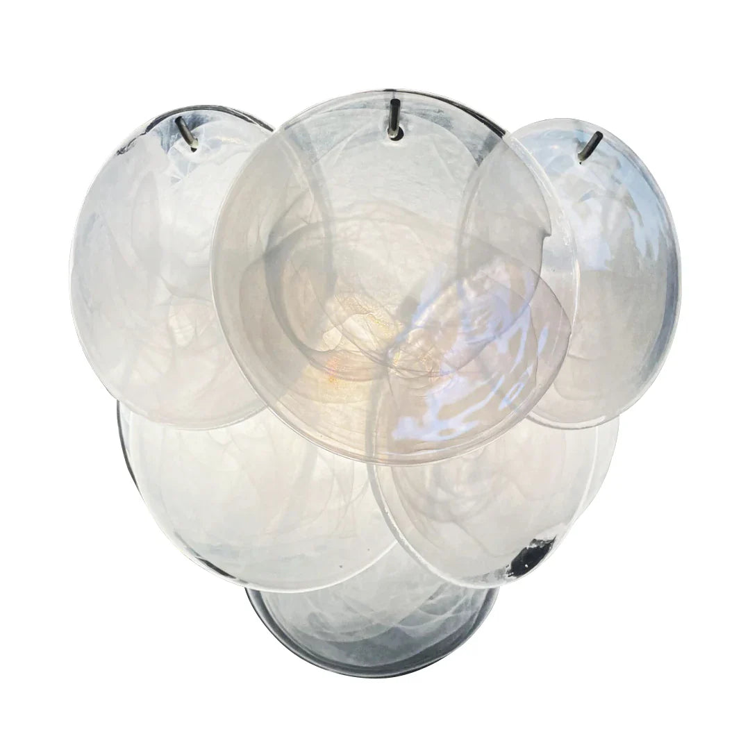 White Murano Disc Glass Wall Sconce 13.4"