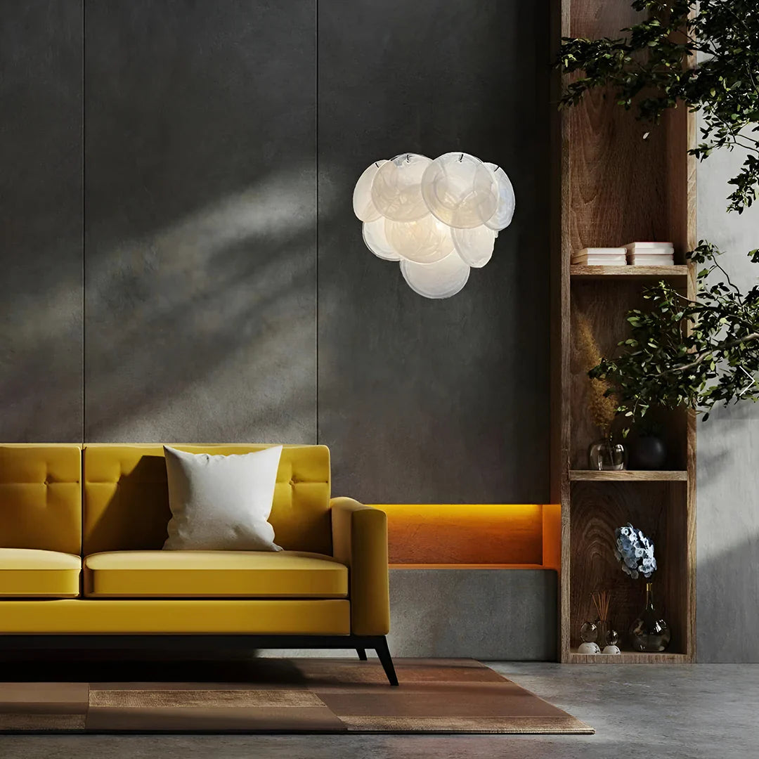 White Murano Disc Glass Wall Sconce 13.4"