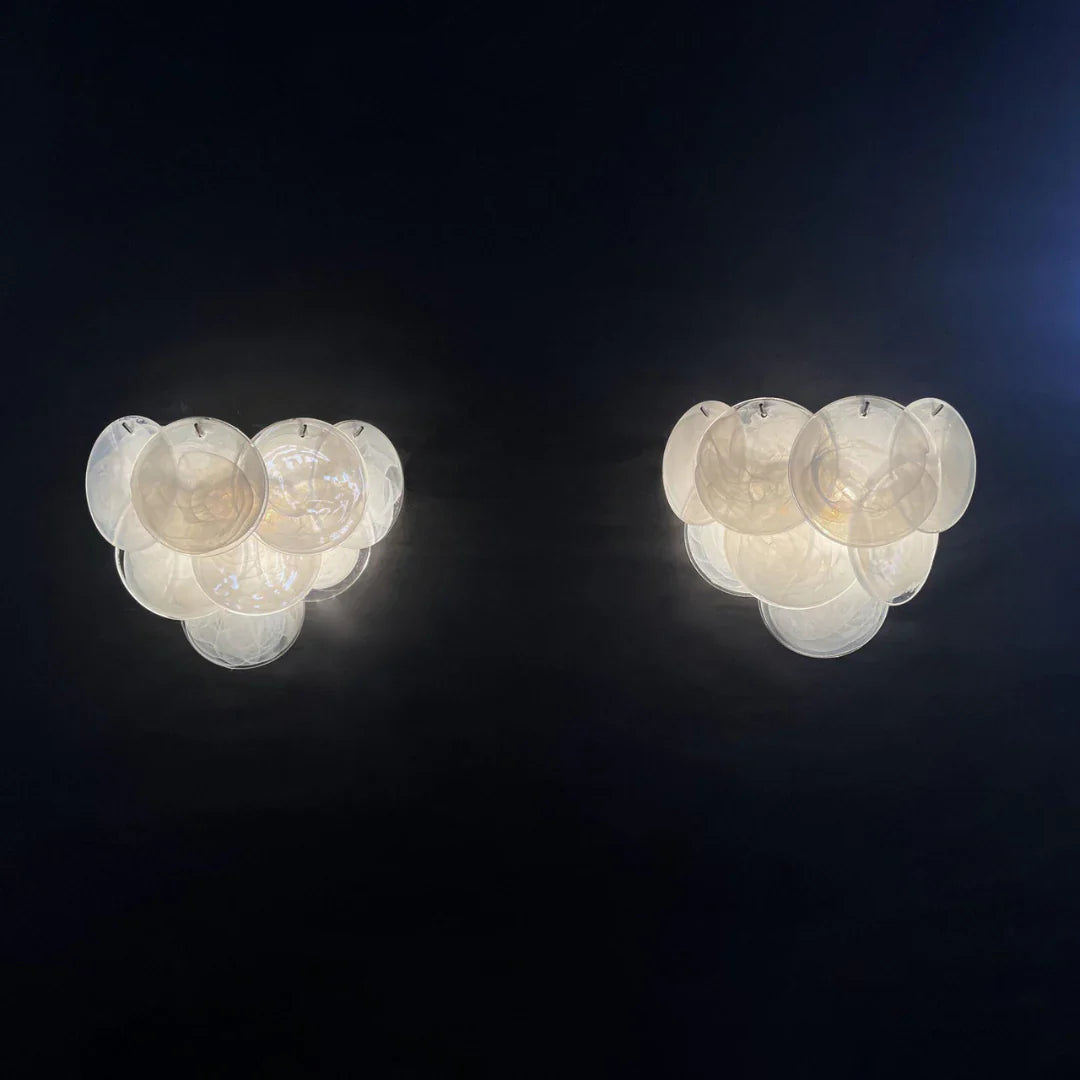 White Murano Disc Glass Wall Sconce 13.4"