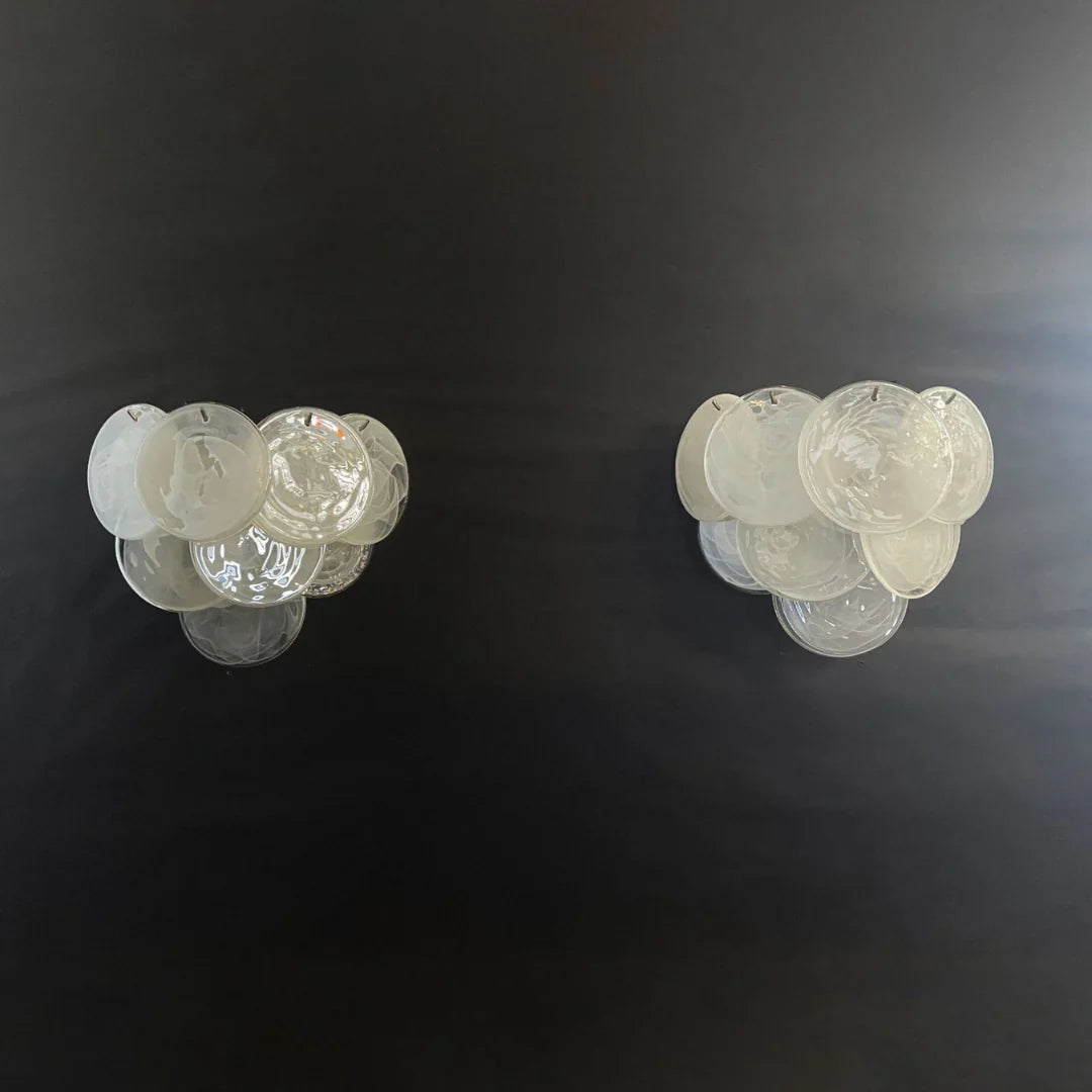 White Murano Disc Glass Wall Sconce 13.4"