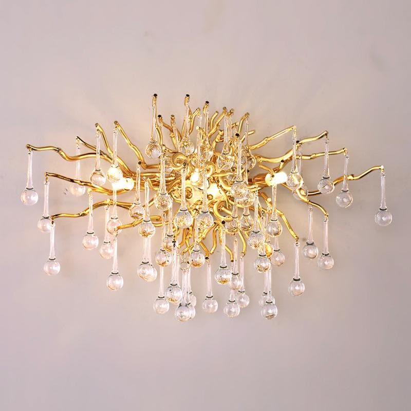 Teardrop Tree Crystal Teardrop Wall Sconce Gold 17"