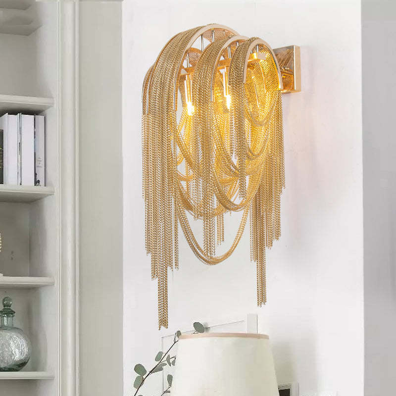 Modern Chain Tassel Wall Sconce 21.6"