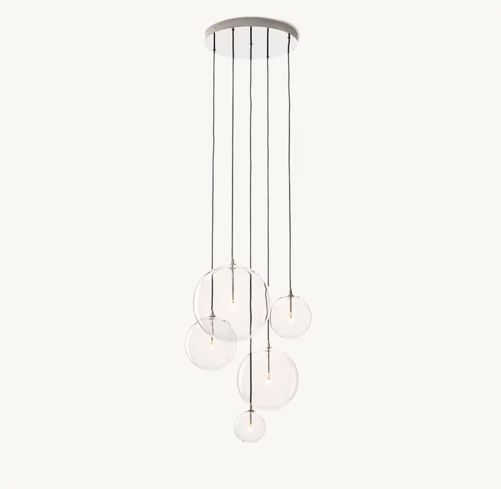 GLASS GLOBE MOBILE CLUSTER CHANDELIER 28"