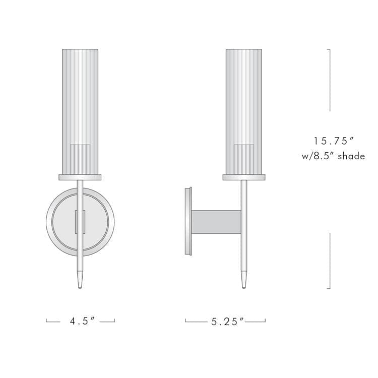 Clean Lines Single Head K9 Crystal short Candlestick Wall Sconce