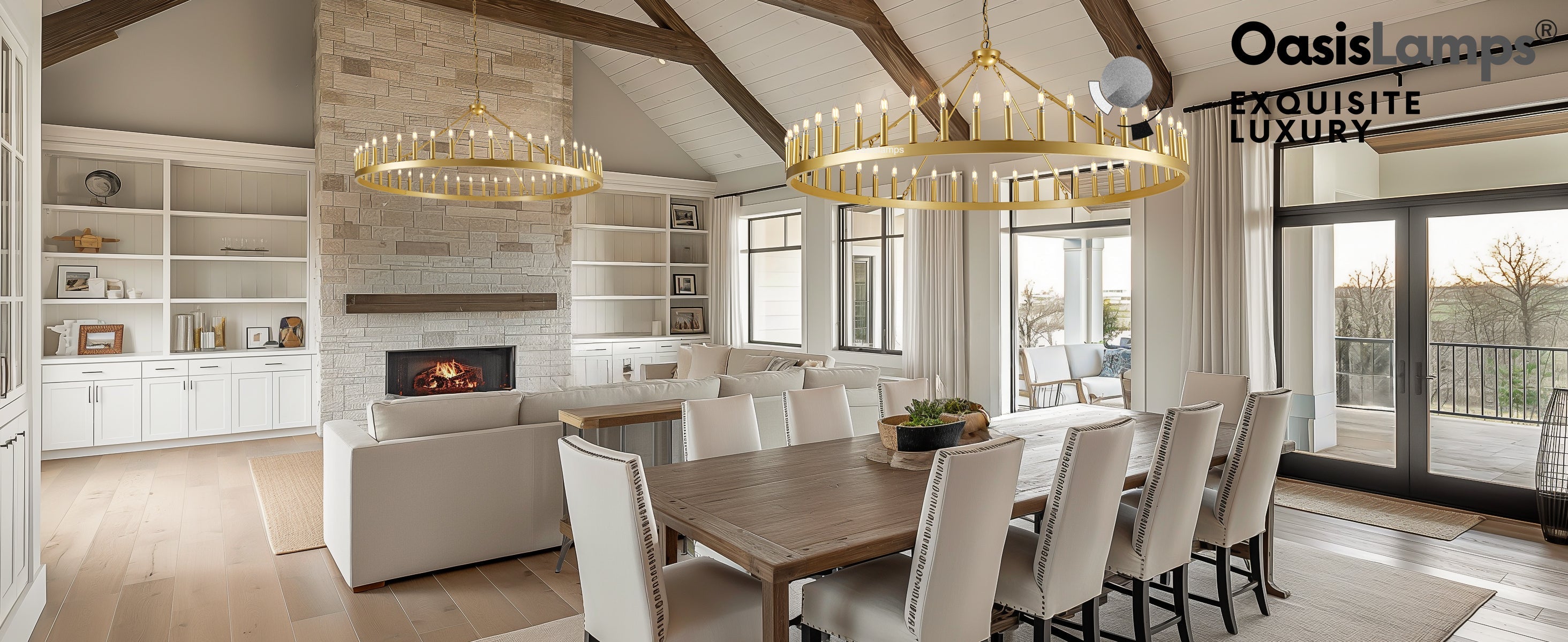 Wagon Wheel Candle Round Chandelier 64"#Color_Brass