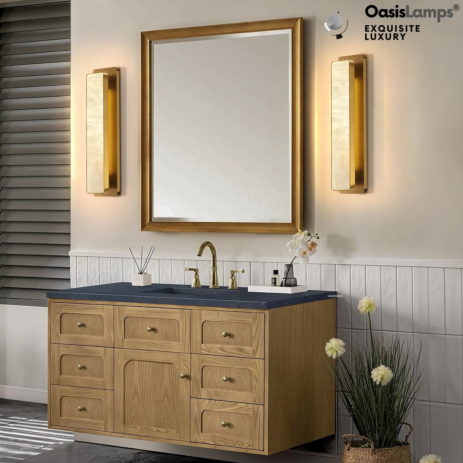 Mintreux Alabaster Modern Wall Sconces 20''H#color_brass