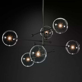 Globe Glass Modern Six-Arm Chandelier 55"W